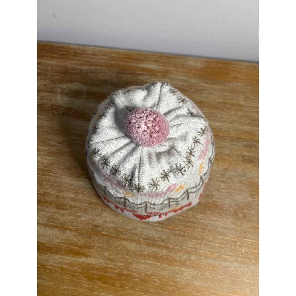 Kids Pigtails Fair Isle Knit Beanie Hat with Pom Pink Cream Brown‎ Trees Foxes